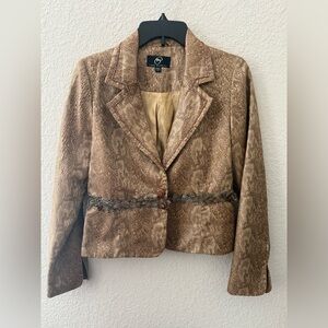 True Meaning Embellished Eclectic Tan Blazer Sz 6